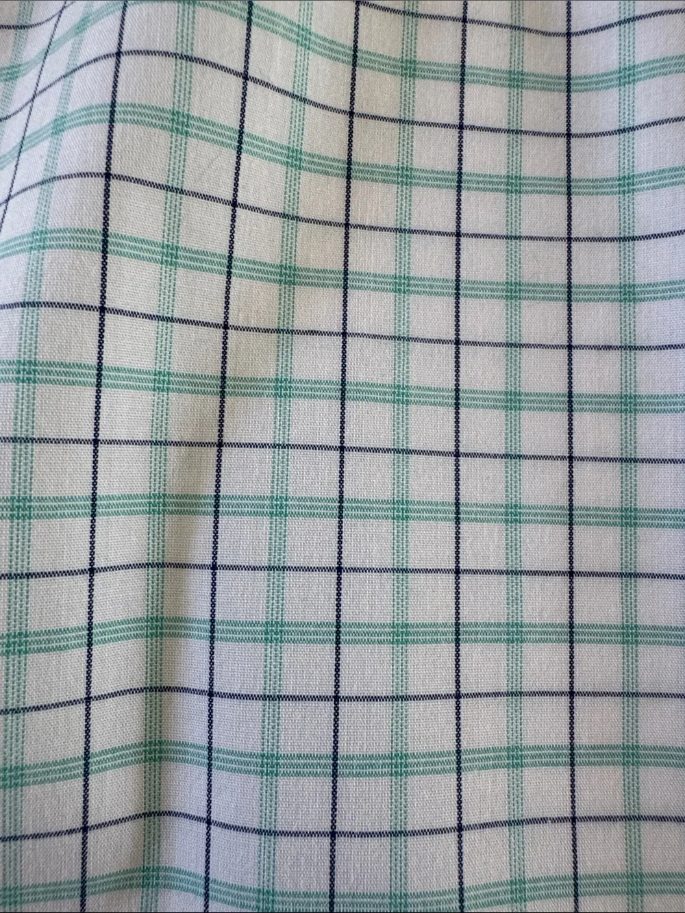 J. Crew Men's White Dress Shirt with Green and Blue Windowpane
